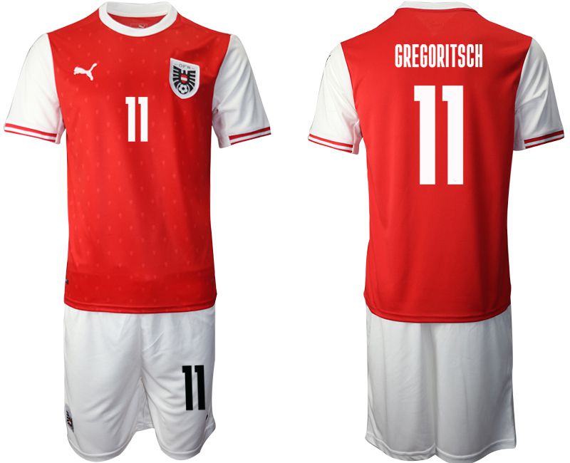 Men 2020-2021 European Cup Austria home red #11 Soccer Jersey->austria jersey->Soccer Country Jersey